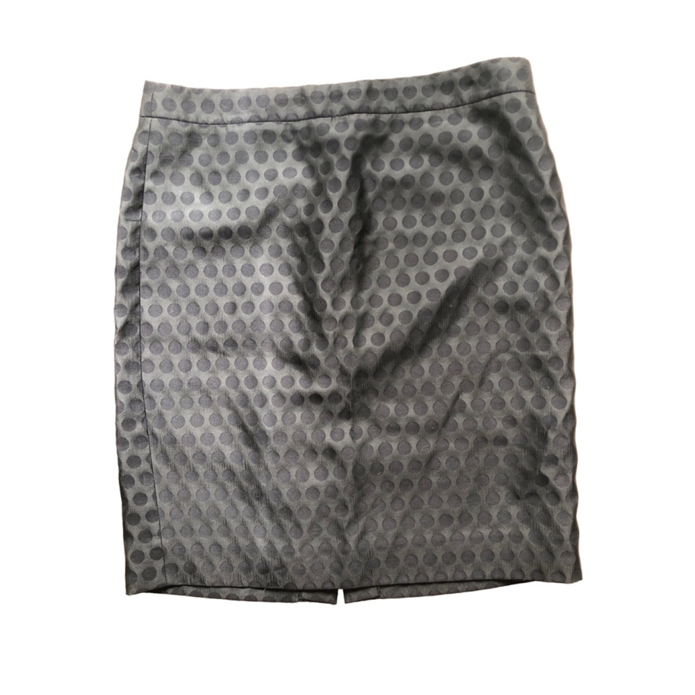 J Crew Black Polka Dot Sateen Pencil Skirt Size 10